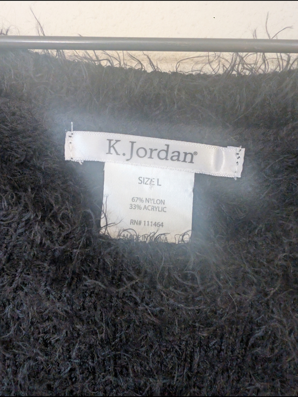 K Jordan Black Fuzzy Scoopneck Sweater L